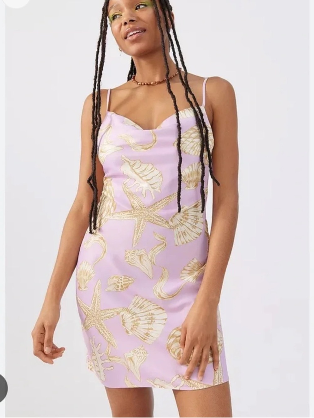 Urban Outfitters Lilac and Beige Printed Slip Dress Size M